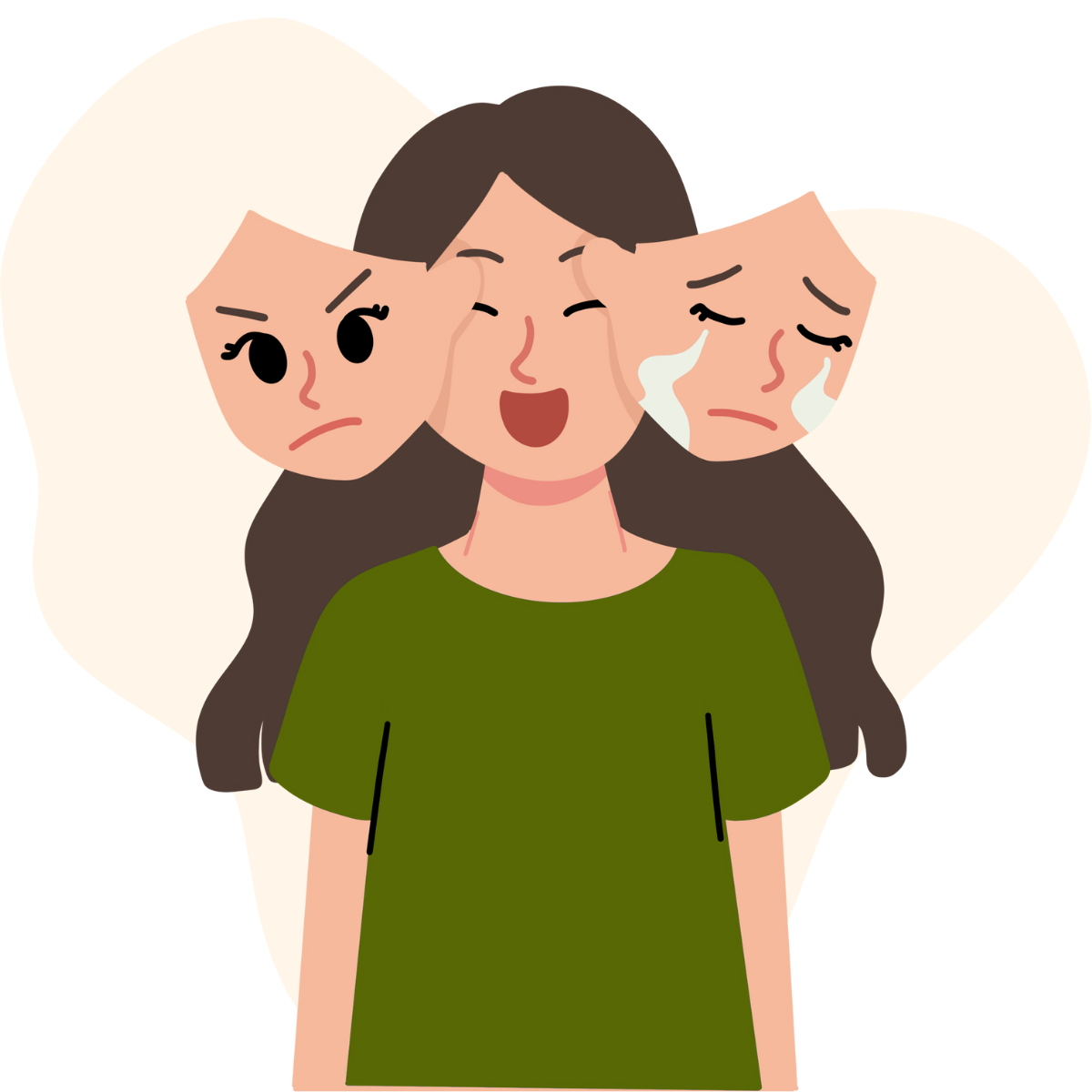 Illustration of a person experiencing extreme mood swings or multiple emotions, often associated with bipolar disorder