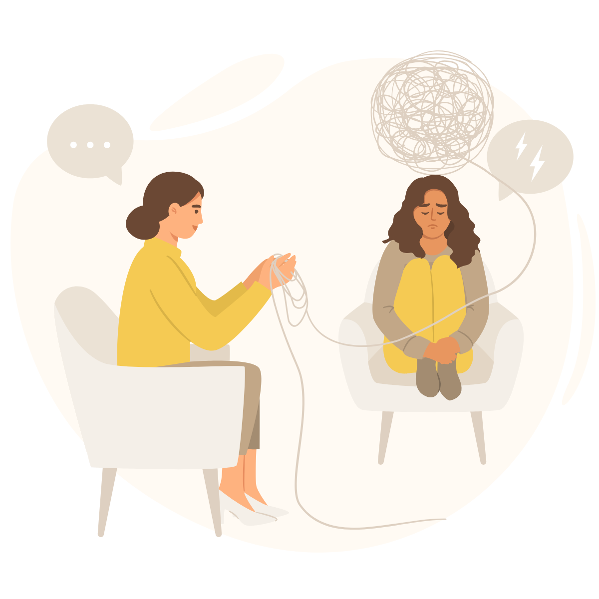 Therapist helping a distressed patient with mental health problems.